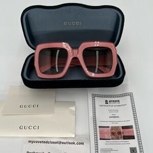Gucci Pink Square Sunglasses with COA, box, and paper inserts. Gorgeous!